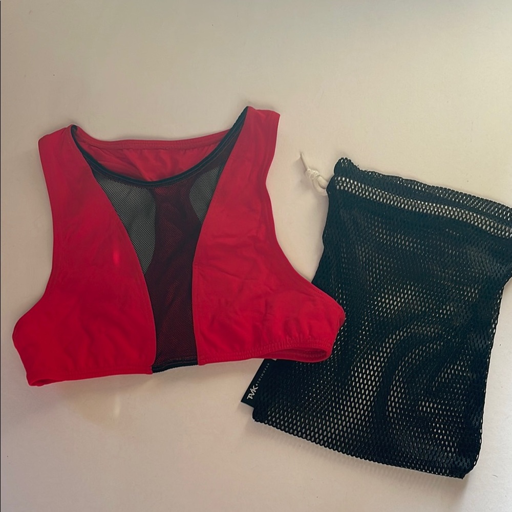 TAVIK sports Red Mesh Bikini Top